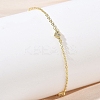 Brass Micro Pave Clear Cubic Zirconia Heart Link Chain Bracelets KK-CBA6980-23G-3