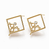 Brass Micro Pave Clear Cubic Zirconia Stud Earring Findings X-ZIRC-Q021-067G-NF-2