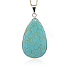 Platinum Plated Alloy Synthetic Turquoise Big Pendants PALLOY-J286-01P-2