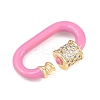 Oval Brass Micro Pave Clear Cubic Zirconia Screw Carabiner Clasps KK-B167-01A-02G-2