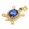 Tortoise Rack Plating Brass Micro Pave Cubic Zirconia Charms KK-G513-78A-01G-2