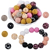 70Pcs 10 Styles Printed Round Silicone Focal Beads SIL-SZ0002-37-1