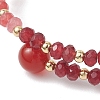 Dyed Natural Malaysia Jade & Brass Beaded Bangles for Women BJEW-JB13343-02-3