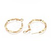 Twist Brass Hoop Earrings EJEW-T047-102G-3