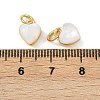 Brass Pave Natural White Shell Heart Charms with Jump Rings KK-F908-07G-3