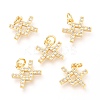 Brass Micro Pave Clear Cubic Zirconia Charms ZIRC-O036-30G-D-1