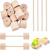 12Pcs Schima Wood Vehicle Wheels and 12Pcs Schima Wood Sticks DIY-OC0004-20-1