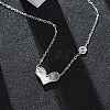 304 Stainless Steel Pave Natural Colorful Shell Heart Pendant Necklaces for Women NJEW-U032-09P-02-1