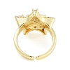 Rack Plating Brass Micro Pave Cubic Zirconia Star Open Cuff Rings for Women RJEW-C080-08G-3