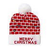 LED Light Up Christmas Acrylic Fibers Yarn Cuffed Beanies Cap AJEW-F063-03-5