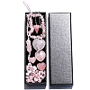 Natural Rose Quartz Dowsing Pendulum Cone Big Pendants & Heart Massage Stone & Bracelet & Pendant Decoration Sets PW-WG73208-01-3