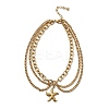 Summer Beach 304 Stainless Steel Starfish Charm 3 Layer Anklets for Women AJEW-F069-01G-2
