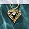 Brass Pave Clear Cubic Zirconia Heart Pendant Necklaces for Women NJEW-K381-07C-G-2