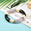 Chunky Acrylic Curved Tube Beads Stretch Bracelet for Teen Girl Women BJEW-JB06993-02-2