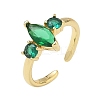 Brass Micro Pave Cubic Zirconia Cuff Open Rings for Women RJEW-L343-14G-06-4