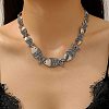 Tibetan Style Alloy Graduated Fish Link Chain Necklaces for Women NJEW-C102-01AS-1