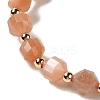 Faceted Natural Sunstone Stretch Beaded Bracelets BJEW-P318-01G-04-3