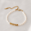 Fashionable Natural Freshwater Pearl & Cube Stainless Steel Beaded Bracelets for Women IP4798-2-1