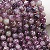 Natural Lepidolite/Purple Mica Stone Beads Strands G-G160-A01-01A-1