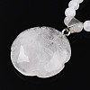Natural Quartz Crystal 4.5mm Round Beaded Rock Crystal Flower Pendant Necklaces NJEW-T016-04P-5