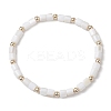 Natural Freshwater Shell Column Beaded Stretch Bracelets for Women BJEW-JB10934-1