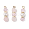 3Pcs 3 Styles Natural Rose Quartz and Shell Pearl & Glass Pendants PALLOY-JF04786-01-1