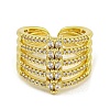 Brass Micro Pave Cubic Zirconia Cuff Rings for Women LS-RJEW-E294-04G-03-2