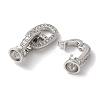 Oval Rack Plating Brass Micro Pave Clear Cubic Zirconia Fold Over Clasps KK-A225-09P-2