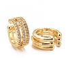 Clear Cubic Zirconia Triple Line Column Cuff Earrings EJEW-G288-01G-2