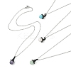 Natural & Synthetic Mixed Gemstone Witch Hat Pendant Necklace NJEW-JN04386-1