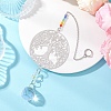 201 Stainless Steel Tree of Life Shape & Rainbow Crystal Glass Hanging Suncatcher HJEW-JM04680-1