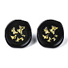 Flat Round with Butterfly Stud Earrings for Women EJEW-N046-017-NR-3