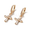 Brass Micro Pave Cubic Zirconia Dangle Hoop Earrings for Women EJEW-M238-14KCG-1