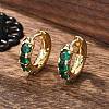 Green Cubic Zirconia Hoop Earrings X-EJEW-C022-08G-1