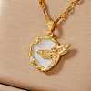 Brass Crystal Rhinestone Dragonfly Ring Pendant Necklaces NI8303-1-1