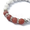 Natural Howlite & Dyed Crackle Agate Round Beaded Stretch Bracelets BJEW-TA00419-3