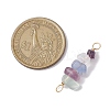10Pcs 5 Styles Constellation Natural Strawberry Quartz & Amethyst & Obsidian & Fluorite & Rose Quartz Copper Wire Wrapped Chip Beaded Connector Charms PALLOY-JF02905-02-2