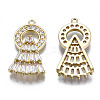 Brass Micro Pave Clear Cubic Zirconia Pendants ZIRC-S069-036G-2