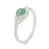 Horse Eye Natural Green Aventurine & Amethyst & Rose Quartz Finger Rings RJEW-JR00843-02-4