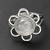 Natural Quartz Crystal Adjustable Rings RJEW-P043-01P-19-3