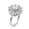 Sunflower Rotatable Open Cuff Rings for Women RJEW-S402-09P-2