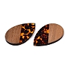 Transparent Resin & Walnut Wood Big Pendants RESI-T058-05C-3