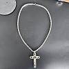 Gothic Style Cross 304 Stainless Steel Black Enamel Pendant Byzantine Chain Necklaces for Men FS-WG287BB-01-1