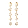 304 Stainless Steel Oval with Teardrop Tassel Stud Earrings EJEW-A161-05G-02-1