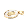 Brass Pave Natural White Shell Pendants KK-S522-07C-G-2