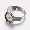 Tarnish Resistant Adjustable 201 Stainless Steel Finger Rings Components STAS-I097-038P-2