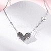 304 Stainless Steel Pave Natural Colorful Shell Heart Pendant Necklaces for Women NJEW-U032-09P-02-2