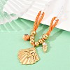 Ocean 304 Stainless Steel Shell Shape Pendant Polyester Rope Necklaces for Women NJEW-K252-10G-2
