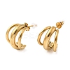 304 Stainless Steel Triple C-Shaped Stud Earrings LS-EJEW-G451-01G-2