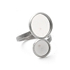 Non-Tarnish 304 Stainless Steel Open Cuff Ring Findings STAS-E124-05H-P-2